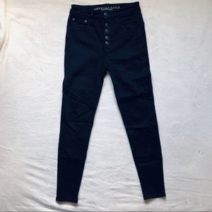 Super high rise button fly jeggings